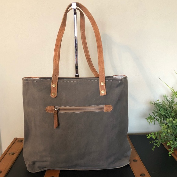 Canvas Upcycled Tote Purse By-cycle print NWT - Picture 6 of 7